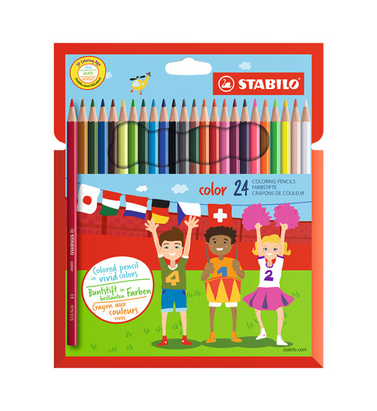 Lápices de Color, Largos, Color, Cuerpo Hexagonal, Mina 2.5 mm, Estuche x 24 Colores. 